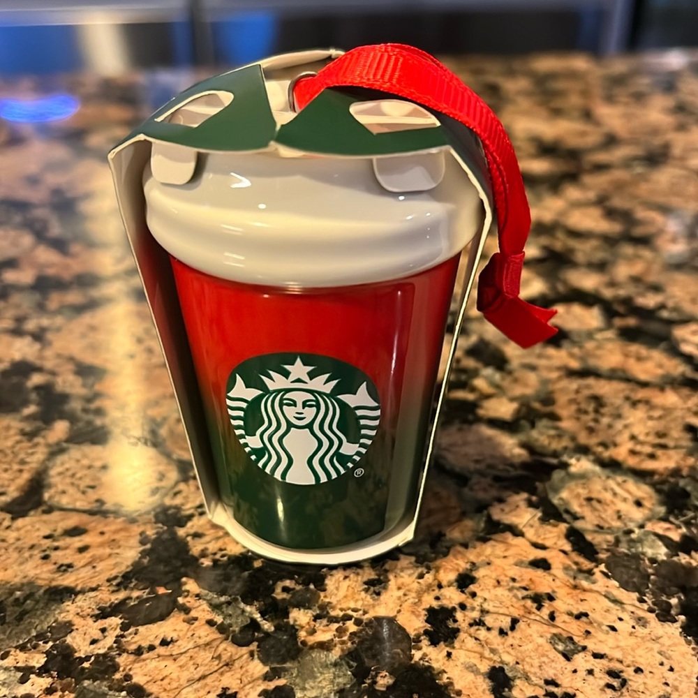Starbucks Christmas 2021 Mini Ceramic Hot Cup Ornament RED GREEN